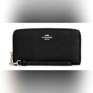 Black Coach Long Zip Around Wallet